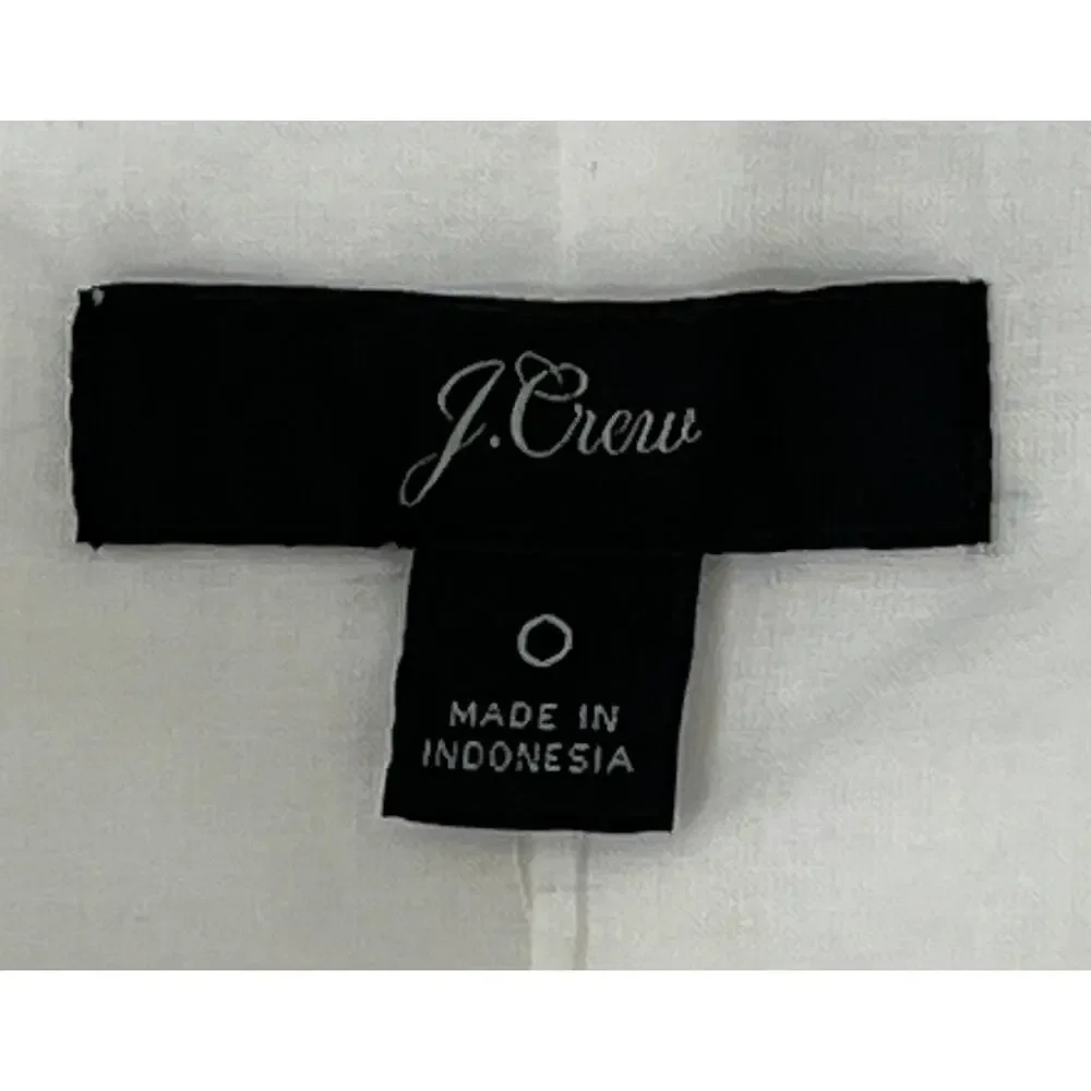 J.Crew White Linen Blend Sleeveless Button Front Tie Waist Dress Size 0